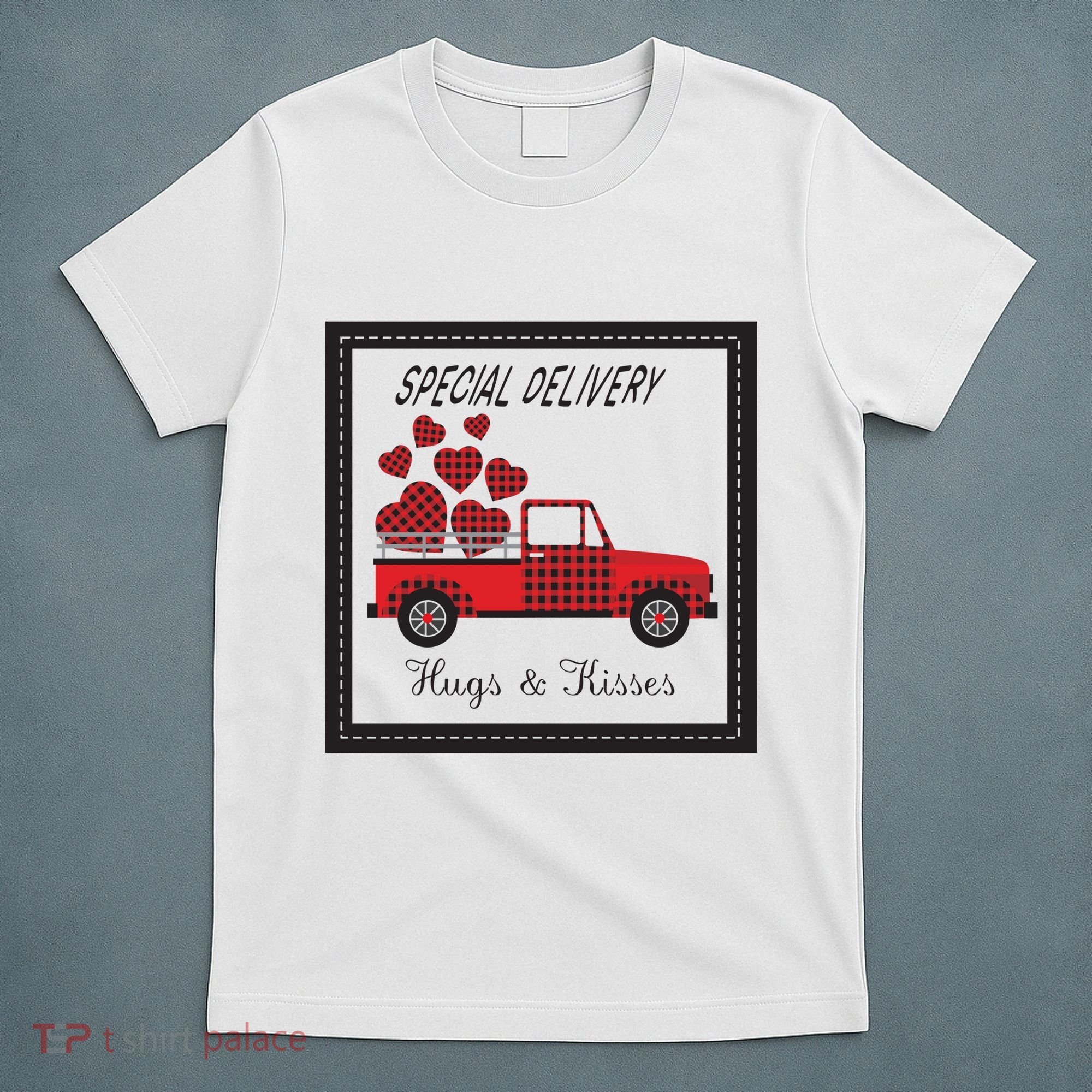 Hugs And Kisses Special Delivery Truck Happy Valentines Day T-Shirt
