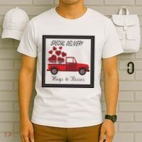 Hugs And Kisses Special Delivery Truck Happy Valentines Day T-Shirt thumb 6