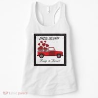 Hugs And Kisses Special Delivery Truck Happy Valentines Day Women's Tank Top thumb 0