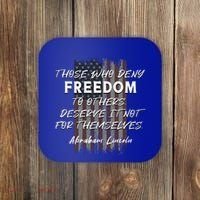 Historical Abraham Lincoln Freedom Quote With American Flag Great Gift Coaster thumb 0