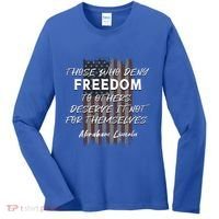 Historical Abraham Lincoln Freedom Quote With American Flag Great Gift Women's Long Sleeve Shirt thumb 0