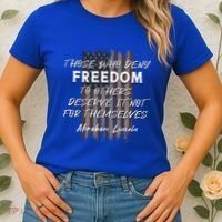 Historical Abraham Lincoln Freedom Quote With American Flag Great Gift Women's T-Shirt thumb 2