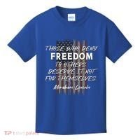 Historical Abraham Lincoln Freedom Quote With American Flag Great Gift Kids T-Shirt thumb 0