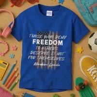 Historical Abraham Lincoln Freedom Quote With American Flag Great Gift Kids T-Shirt thumb 3