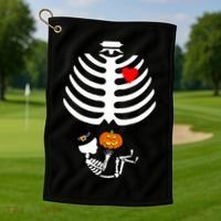 Halloween Baby Skeleton Pumpkin Golf Towel thumb 1