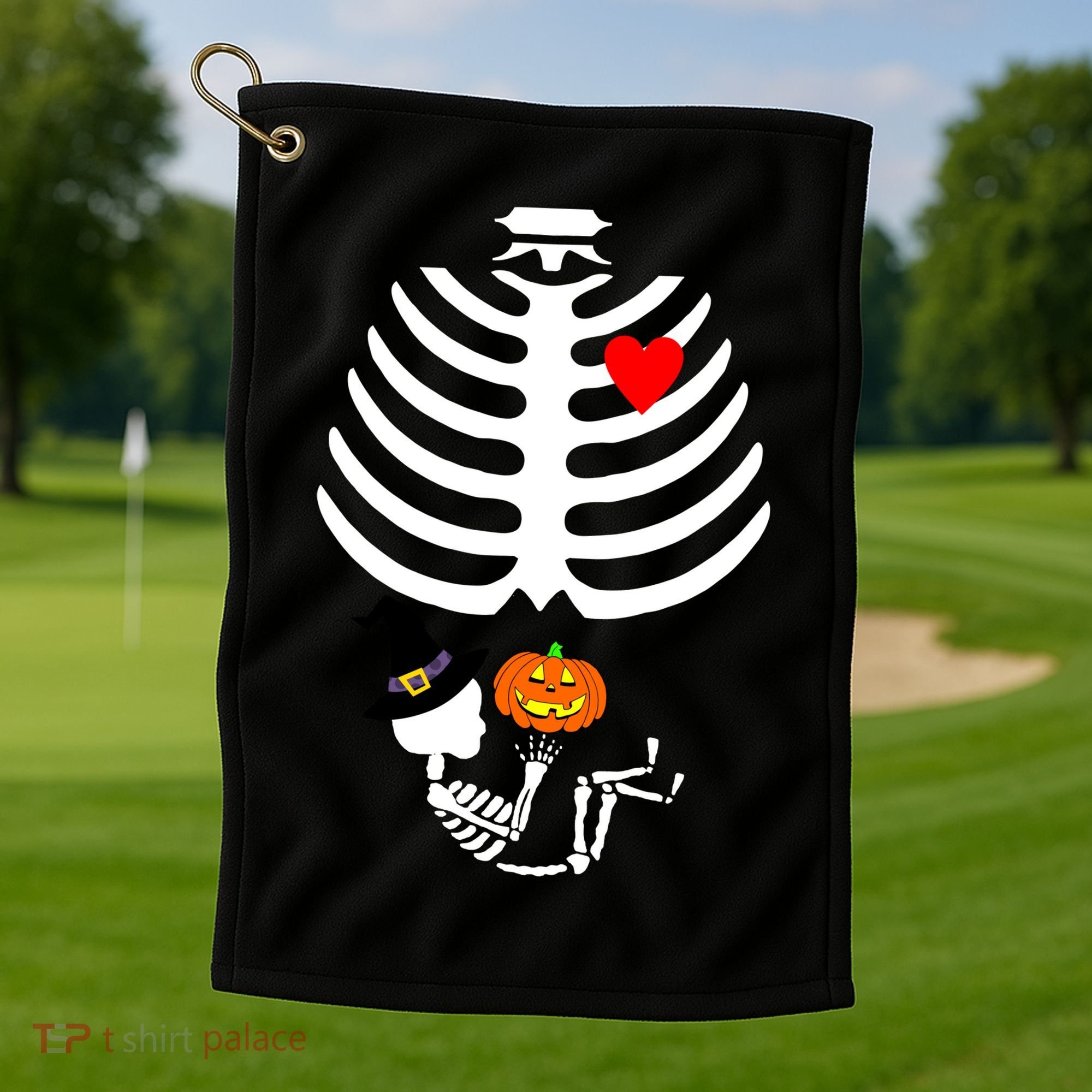 Halloween Baby Skeleton Pumpkin Golf Towel