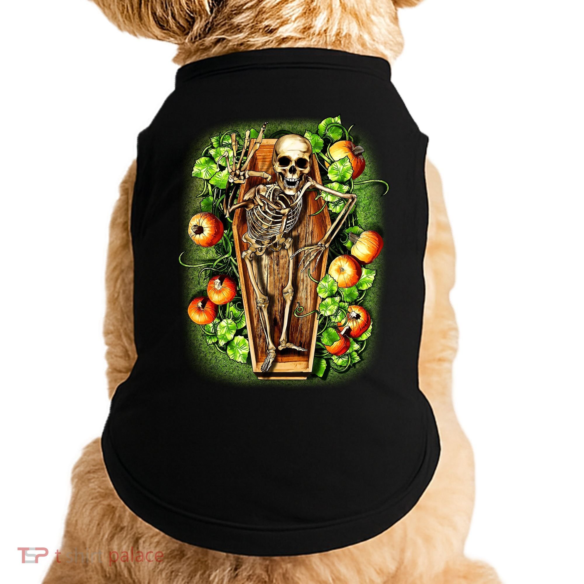 Halloween Casket Pumpkin Patch Doggie Tank