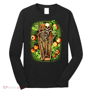 Halloween Casket Pumpkin Patch Long Sleeve Shirt