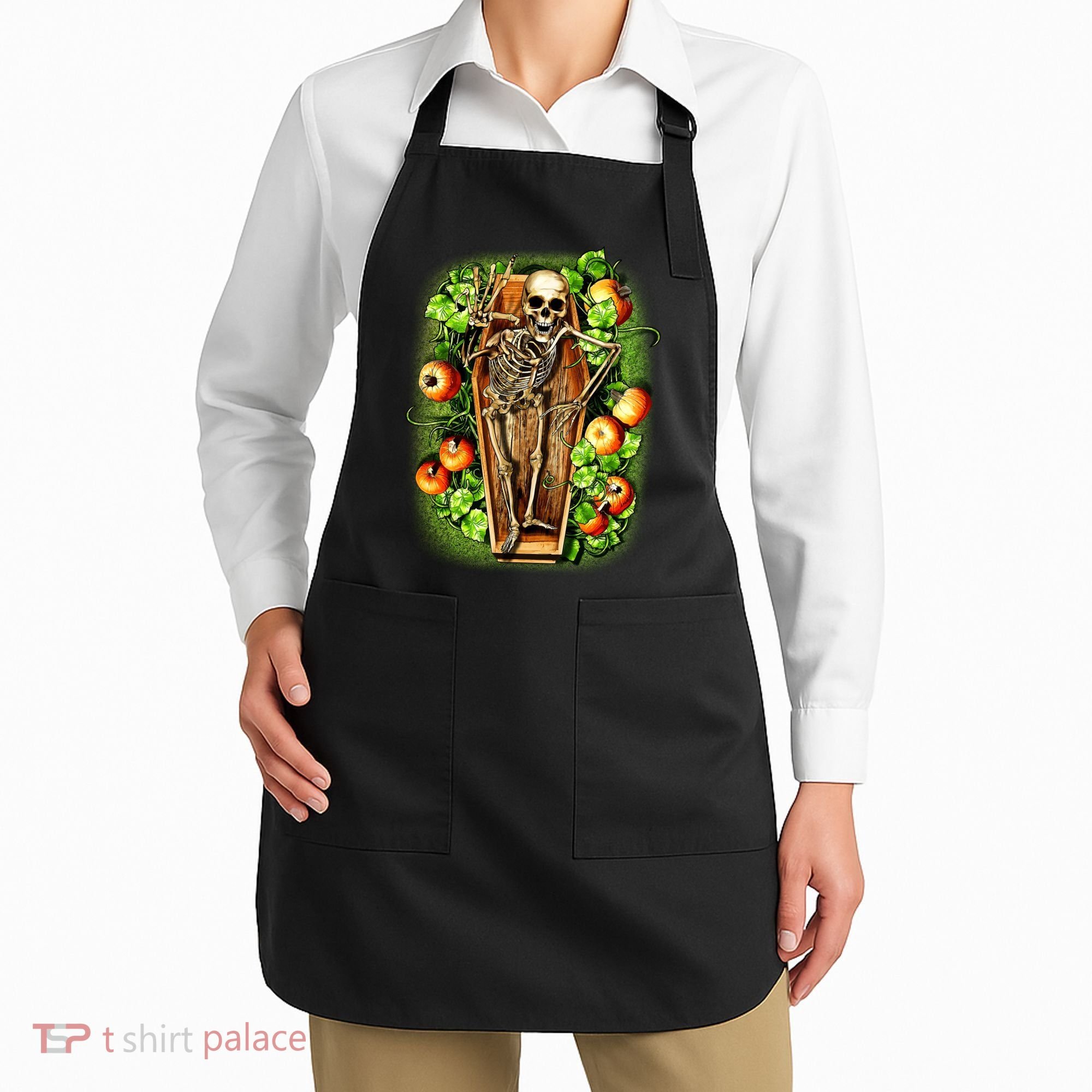 Halloween Casket Pumpkin Patch Apron
