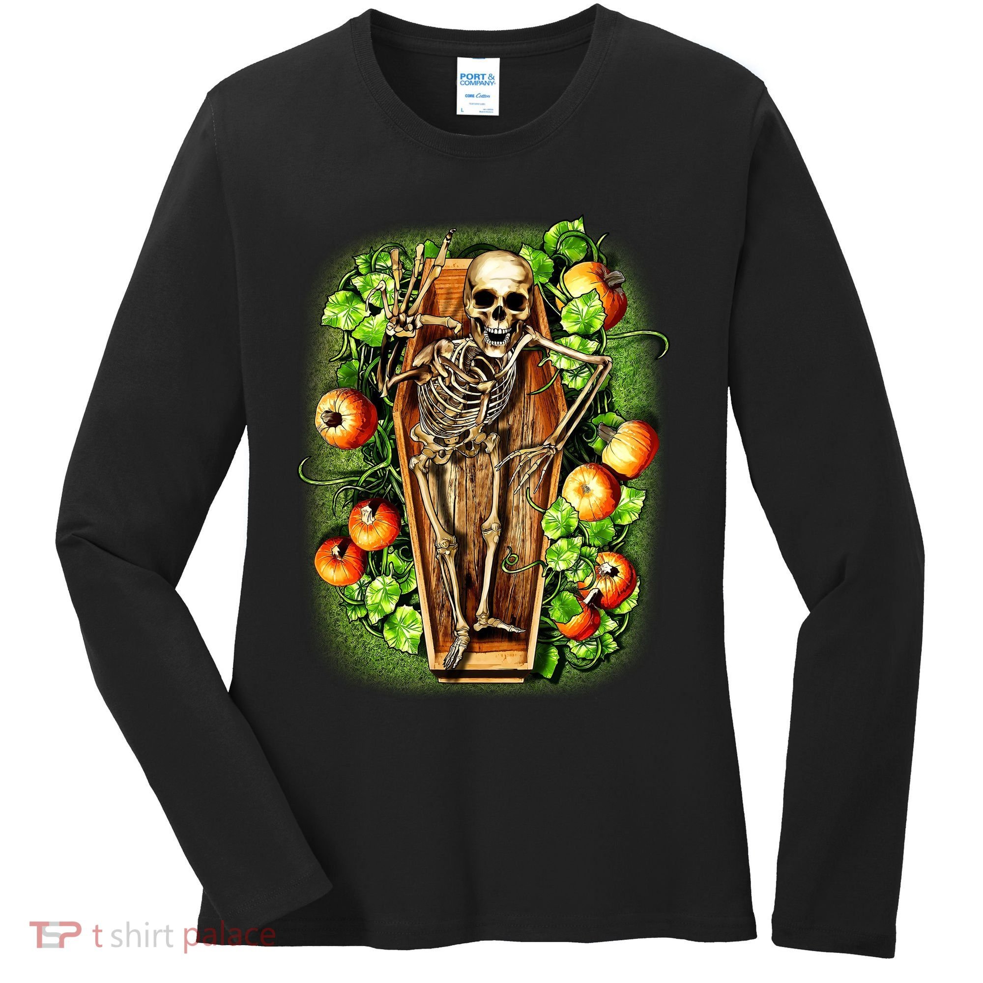 Halloween Casket Pumpkin Patch Women's Long Sleeve Shirt