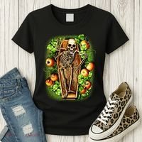 Halloween Casket Pumpkin Patch Women's T-Shirt thumb 3