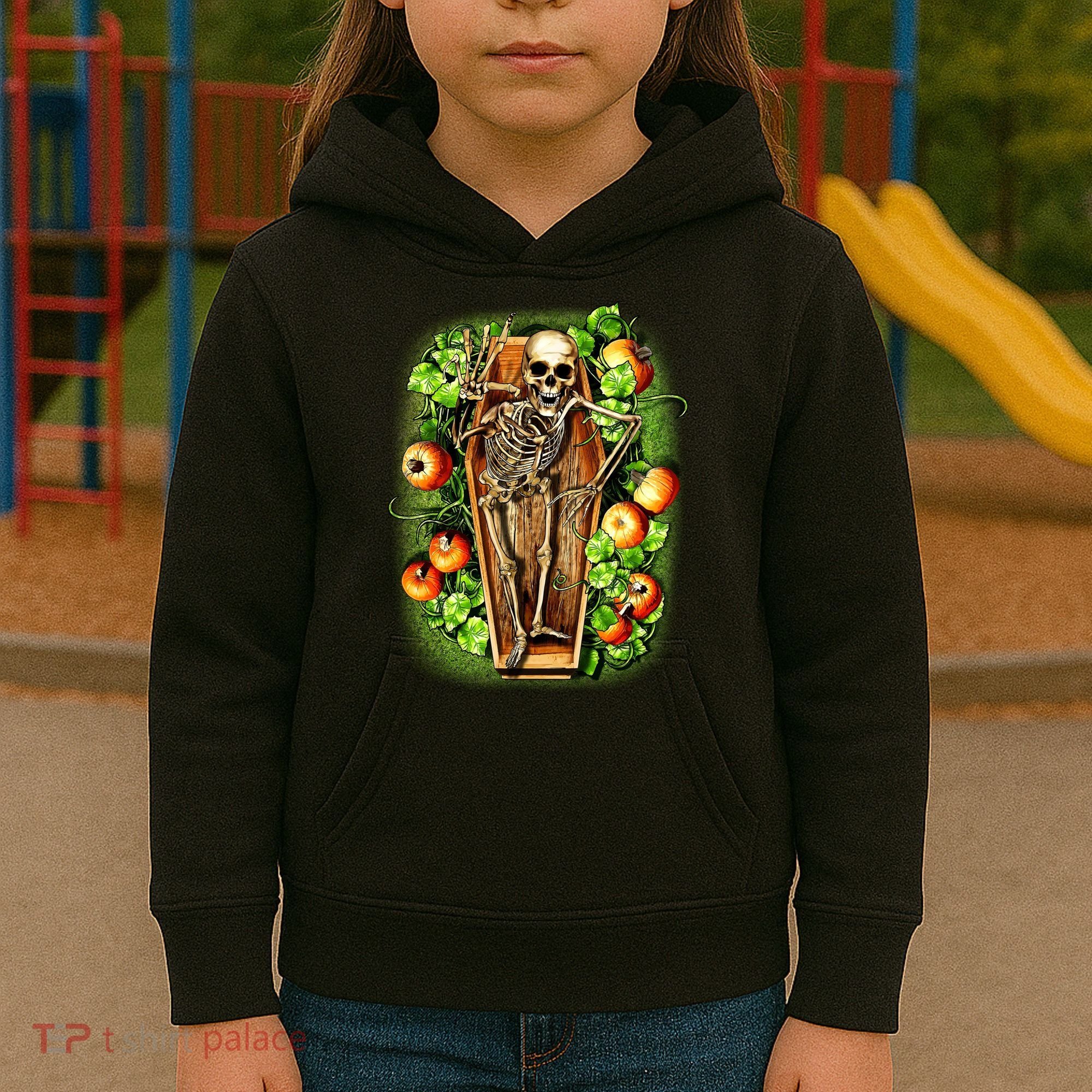 Halloween Casket Pumpkin Patch Kids Hoodie