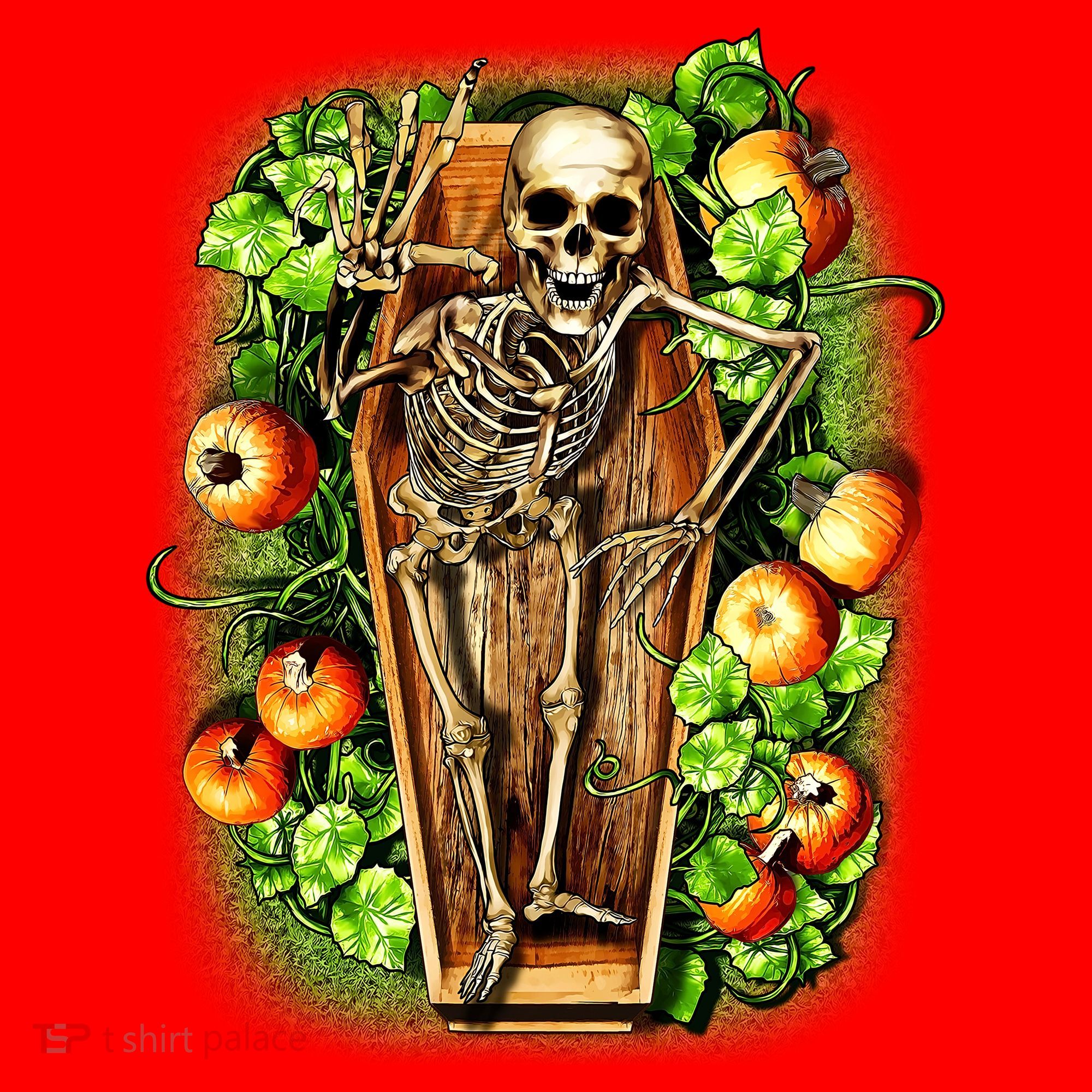 Halloween Casket Pumpkin Patch Santa Hat