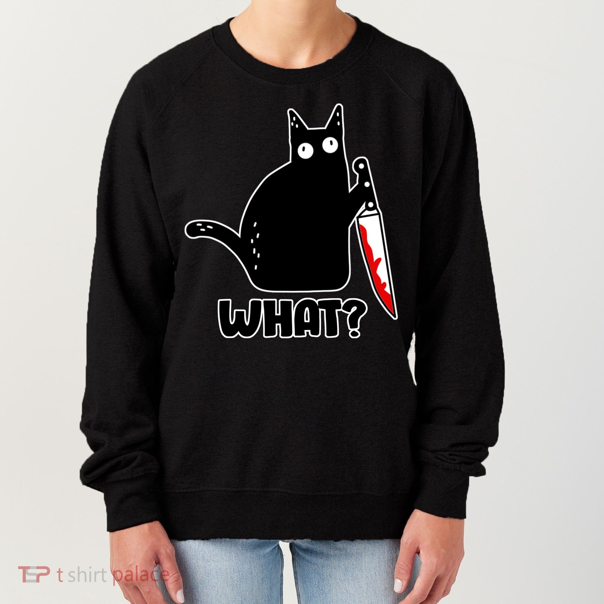 Halloween Cat what? Bloody Knife Women's Sweatshirt