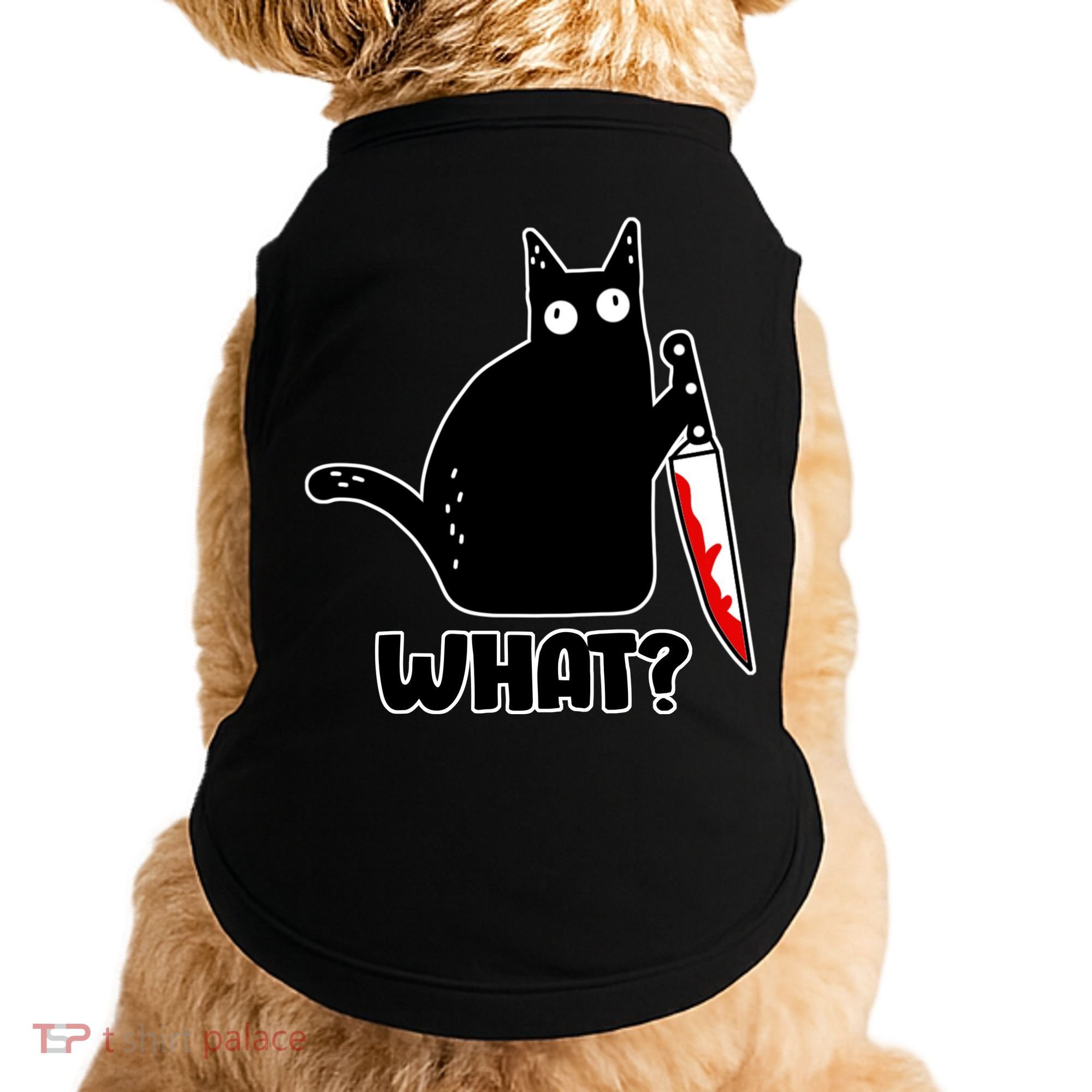 Halloween Cat what? Bloody Knife Doggie Tank