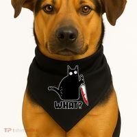 Halloween Cat what? Bloody Knife USA-Made Doggie Bandana thumb 1