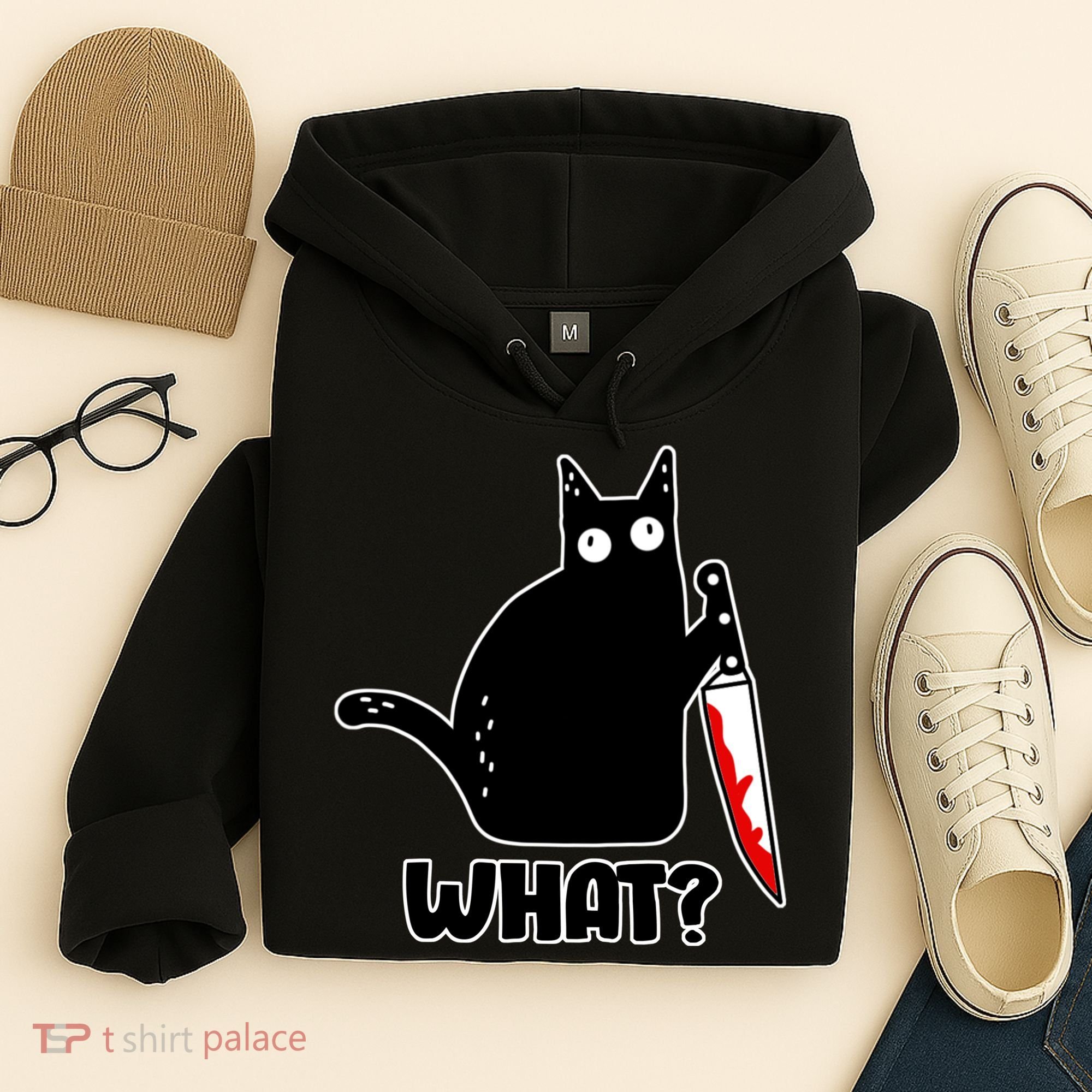 Halloween Cat what? Bloody Knife Hoodie
