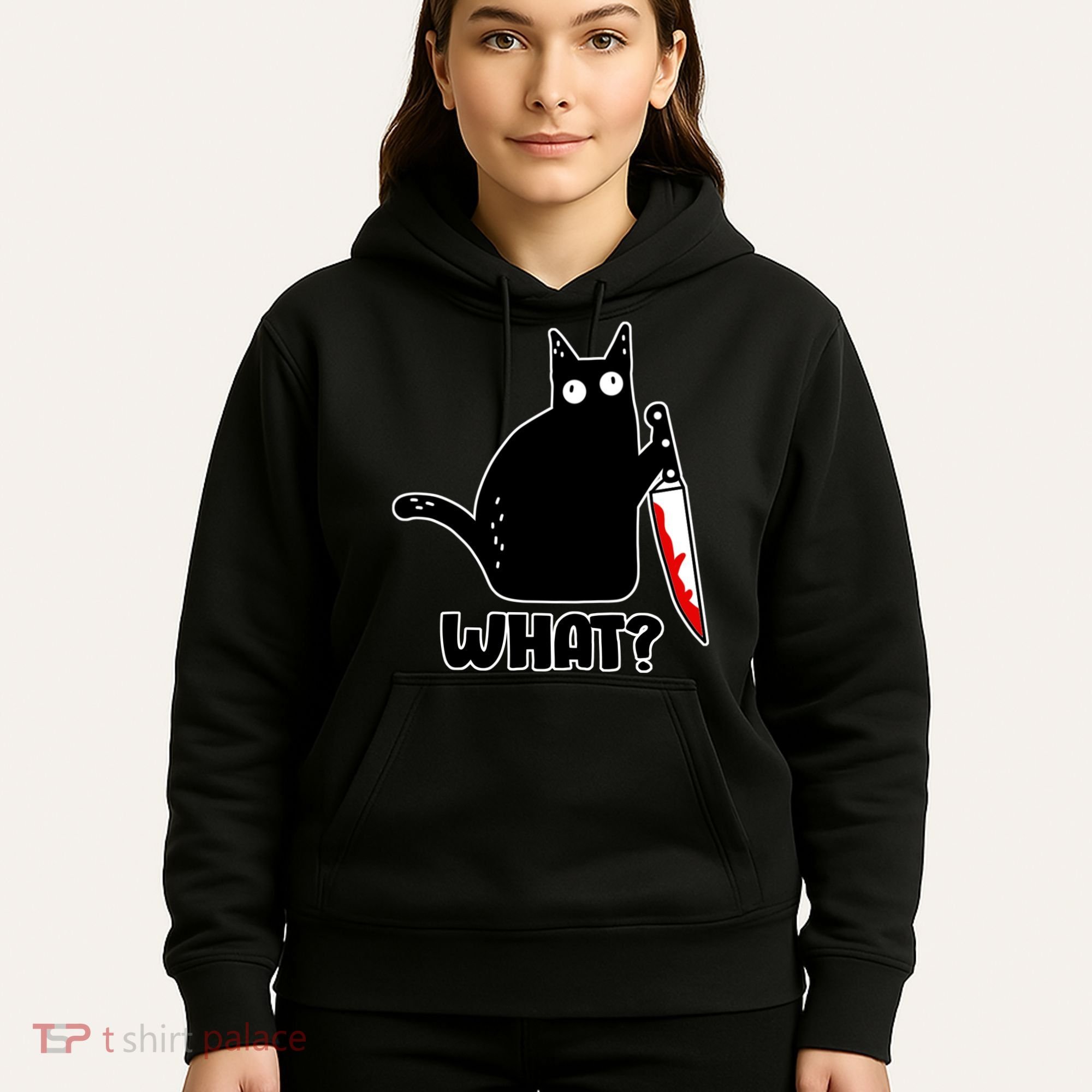 Halloween Cat what? Bloody Knife Hoodie