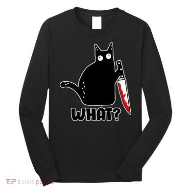 Halloween Cat what? Bloody Knife Long Sleeve Shirt