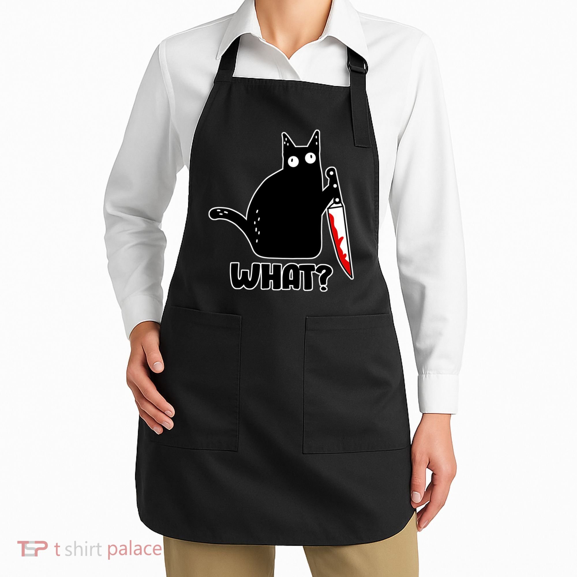 Halloween Cat what? Bloody Knife Apron