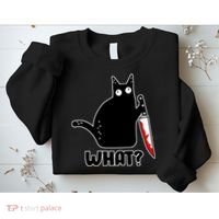 Halloween Cat what? Bloody Knife Sweatshirt thumb 2