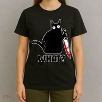 Halloween Cat what? Bloody Knife T-Shirt thumb 4