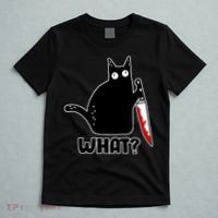Halloween Cat what? Bloody Knife T-Shirt thumb 5