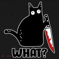 Halloween Cat what? Bloody Knife V-Neck T-Shirt thumb 3