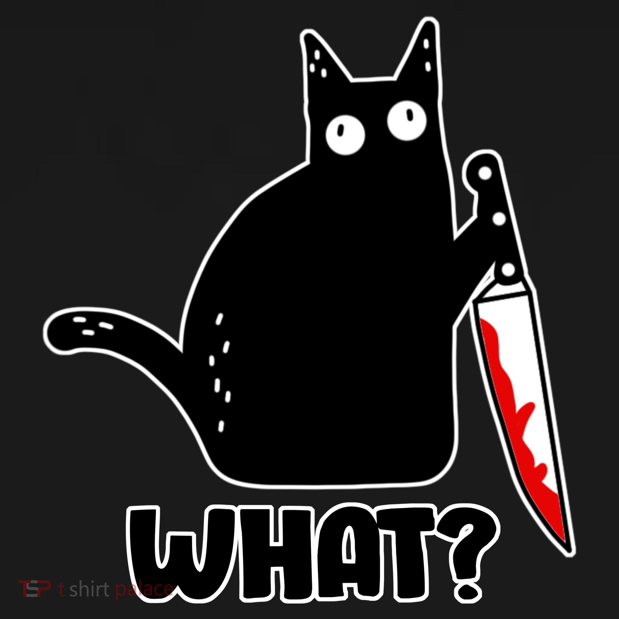 Halloween Cat what? Bloody Knife V-Neck T-Shirt