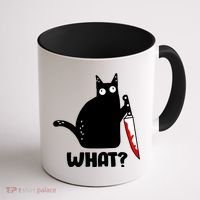 Halloween Cat what? Bloody Knife Coffee Mug thumb 1