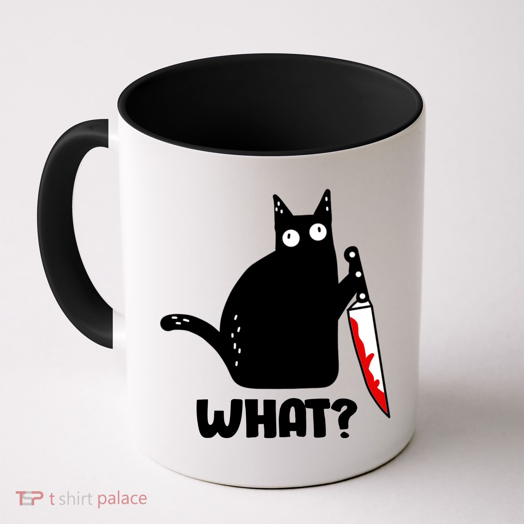 Halloween Cat what? Bloody Knife Coffee Mug