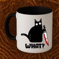 Halloween Cat what? Bloody Knife Coffee Mug thumb 2