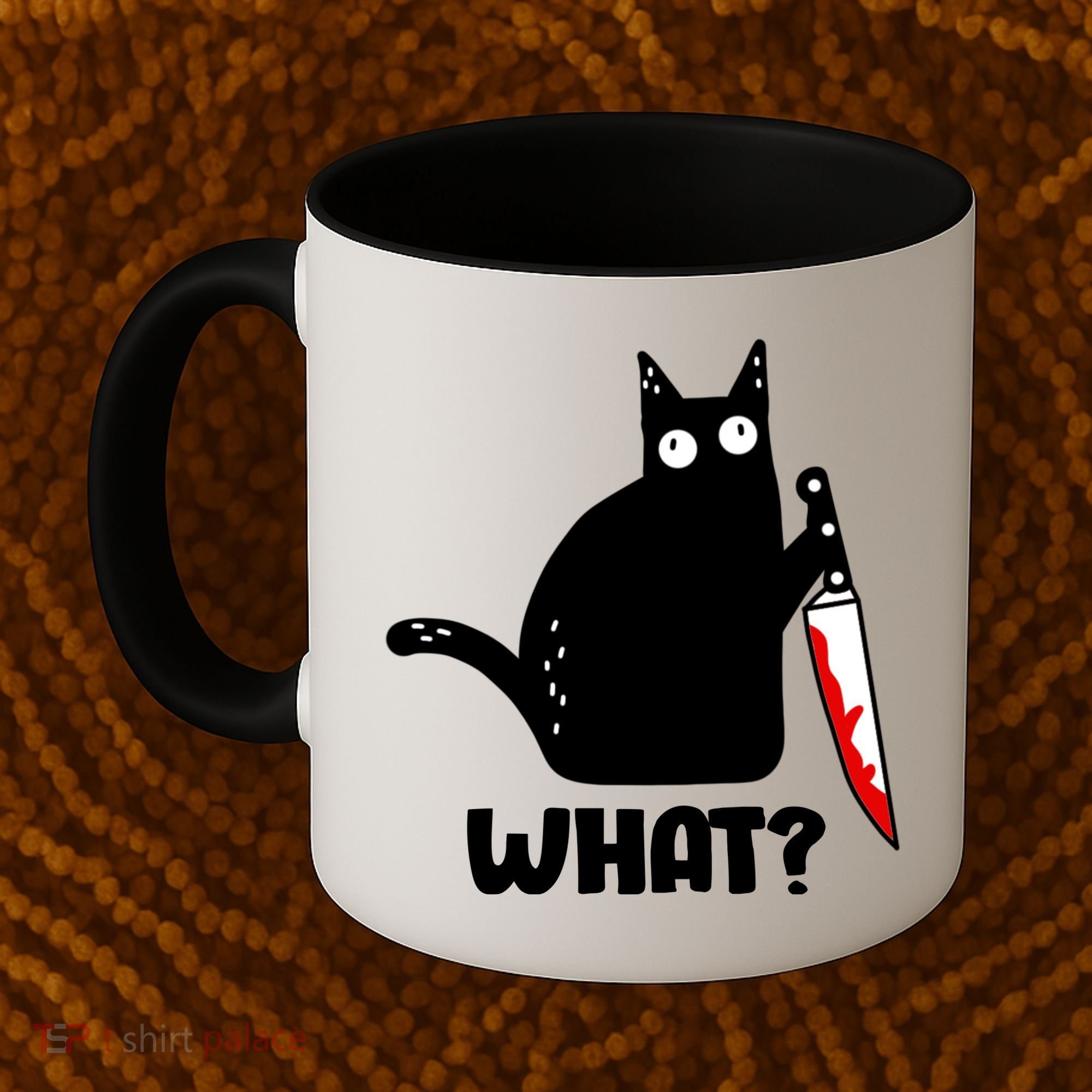 Halloween Cat what? Bloody Knife Coffee Mug