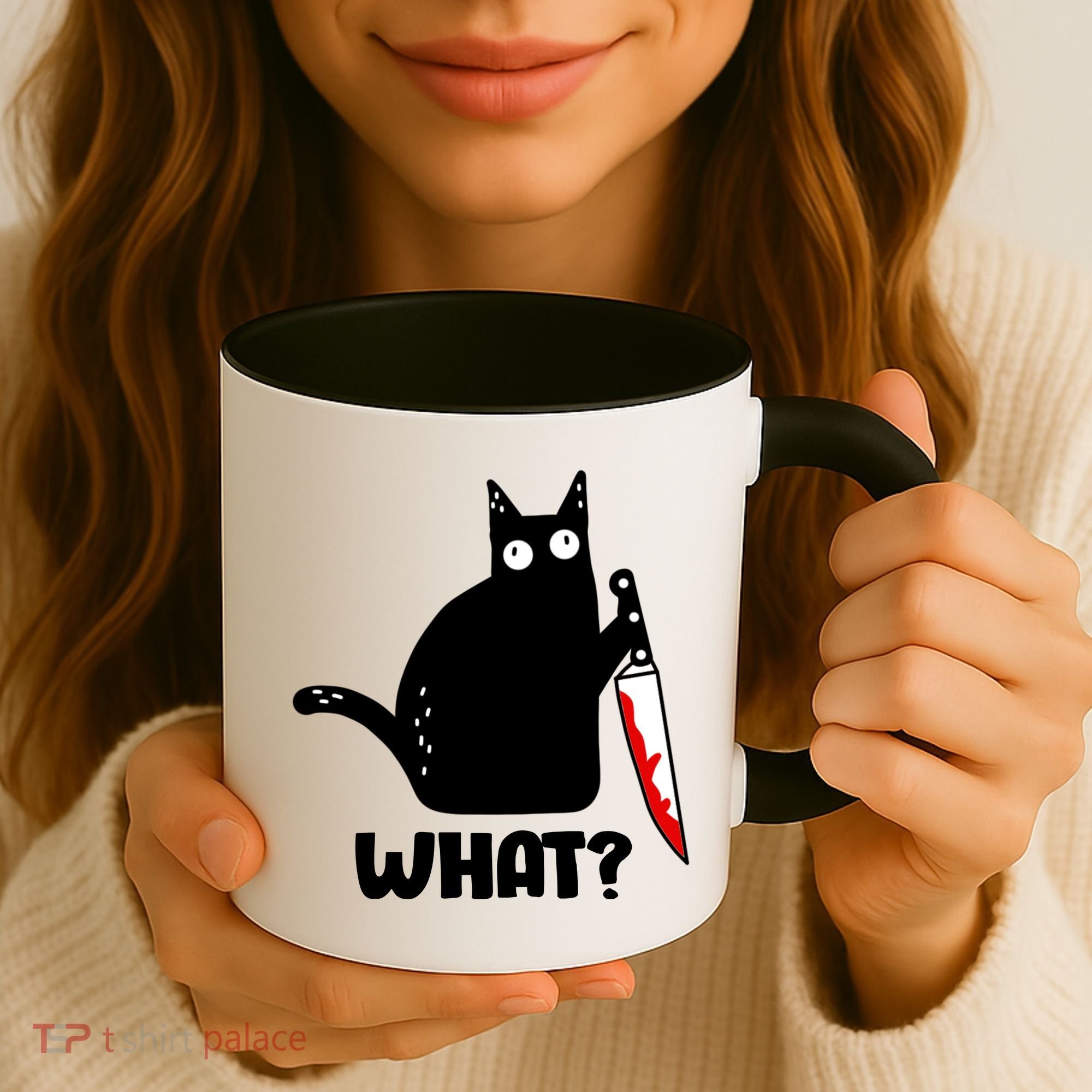Halloween Cat what? Bloody Knife Coffee Mug