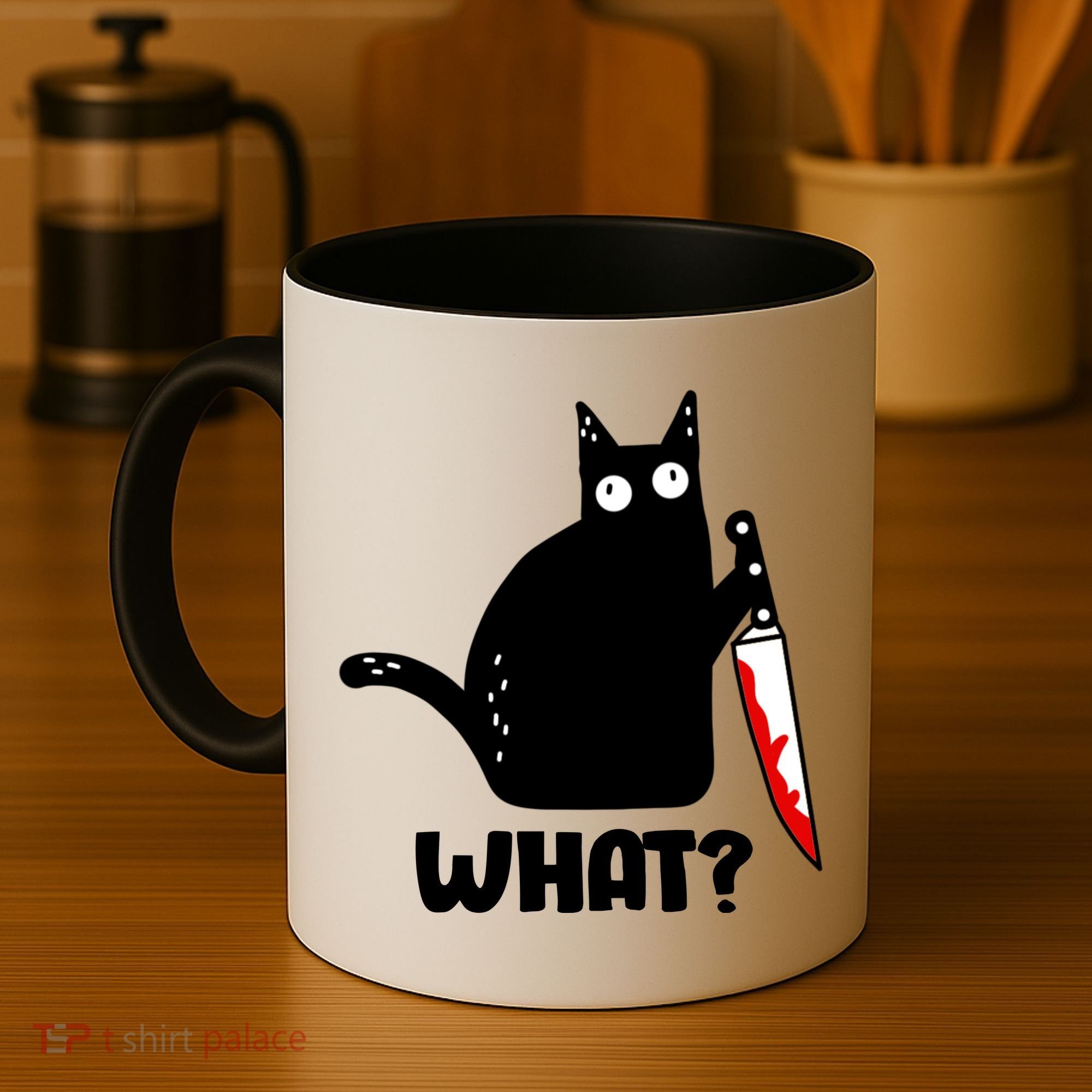 Halloween Cat what? Bloody Knife Coffee Mug