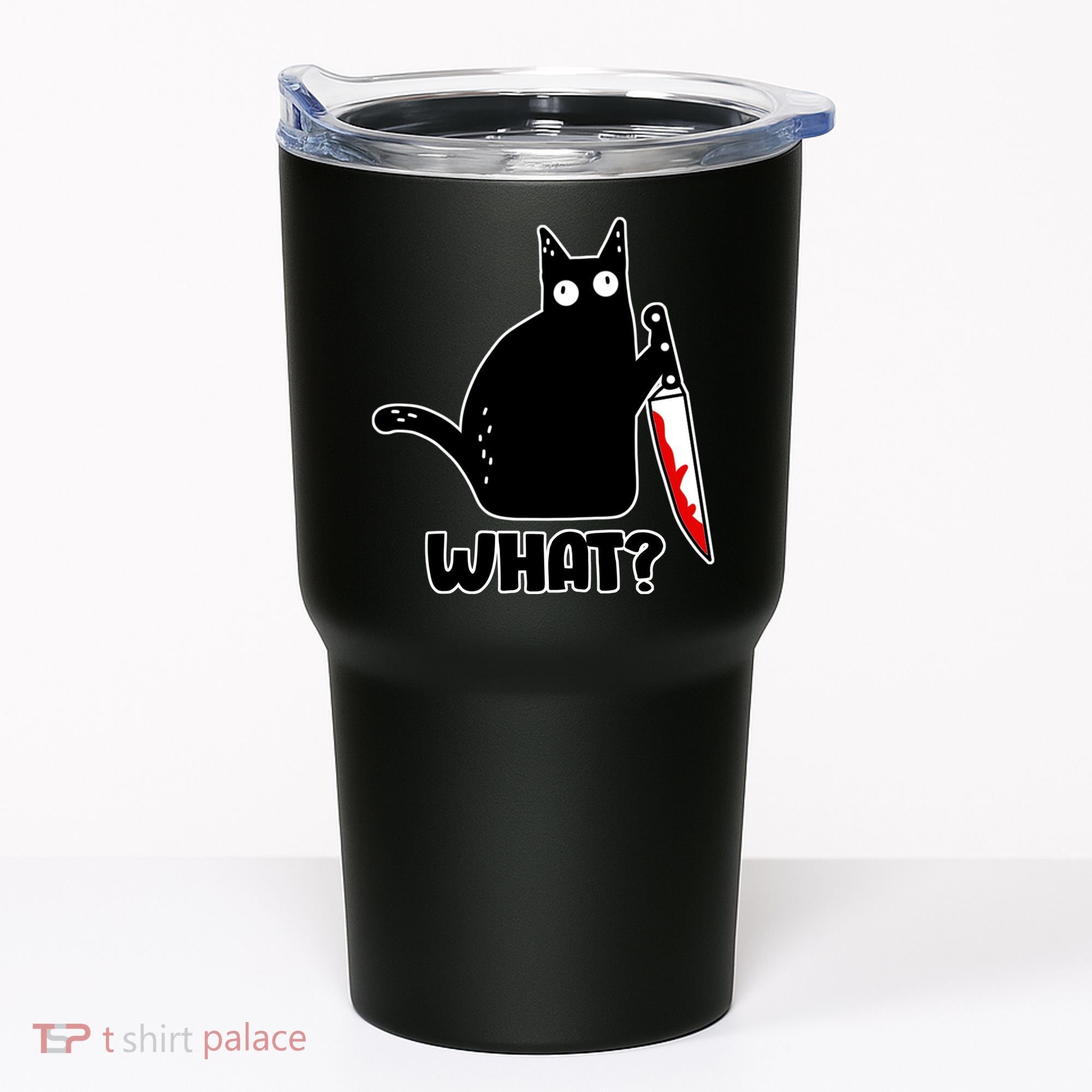 Halloween Cat what? Bloody Knife Tumbler