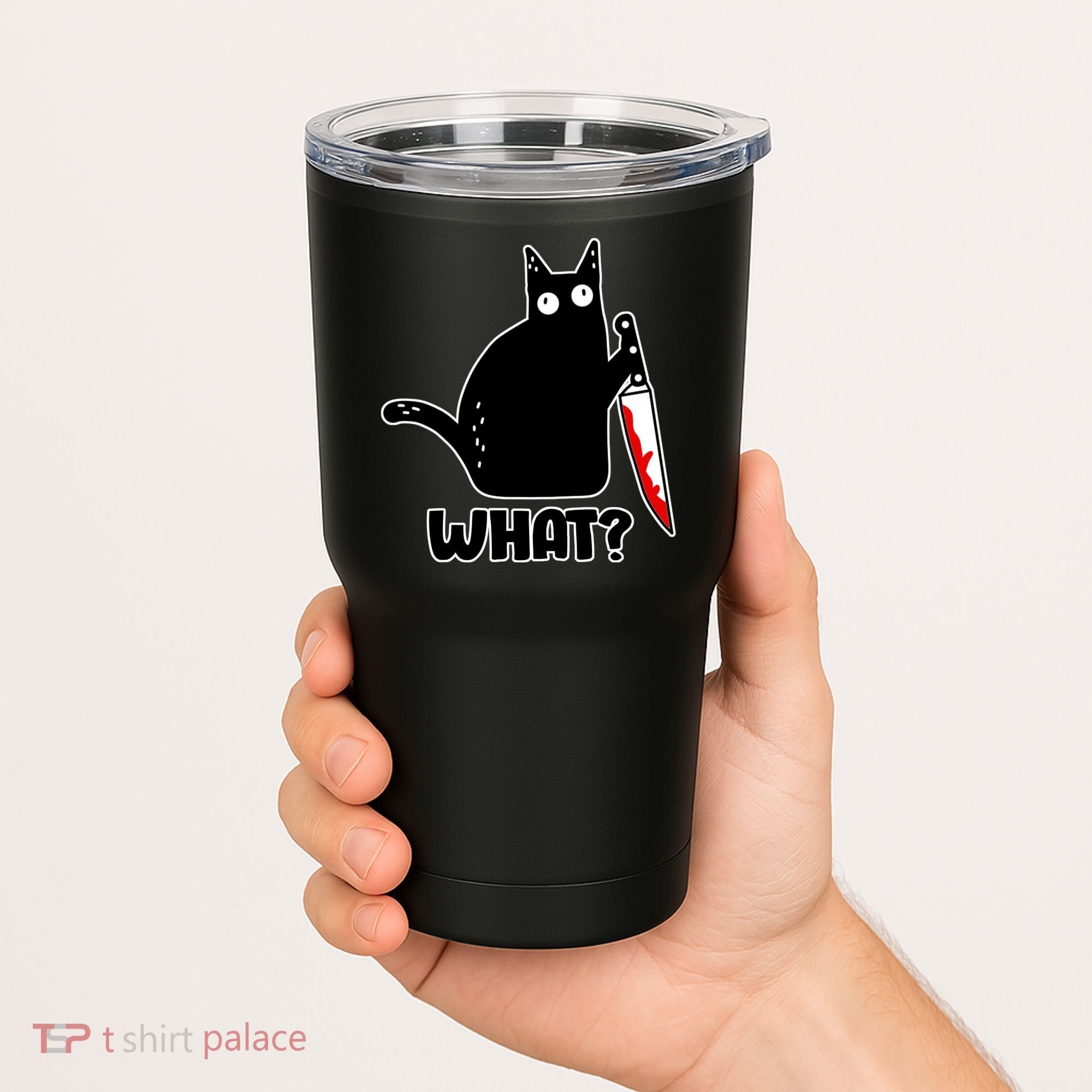 Halloween Cat what? Bloody Knife Tumbler