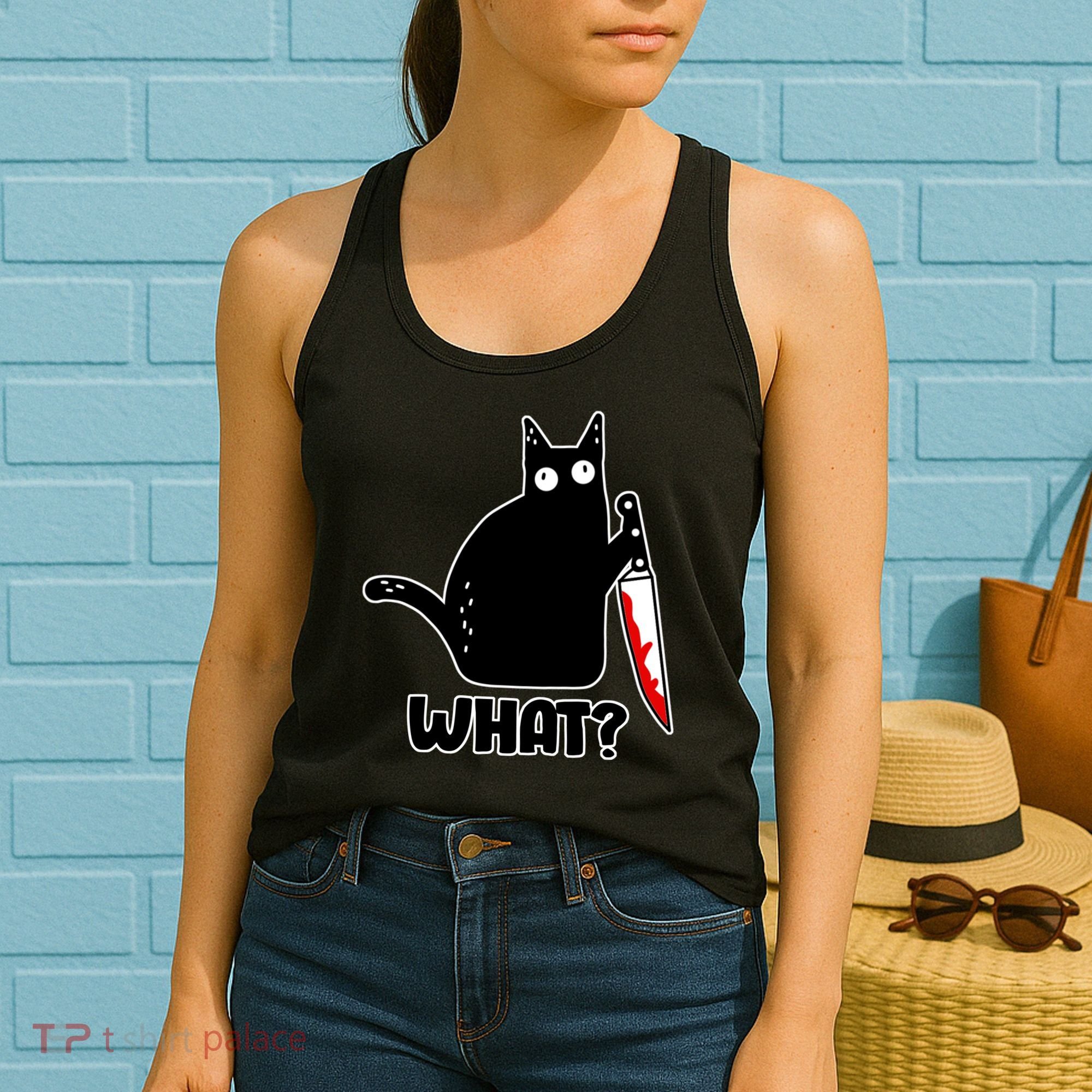 Halloween Cat what? Bloody Knife Women's Tank Top