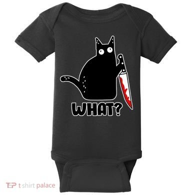 Halloween Cat what? Bloody Knife Baby Bodysuit