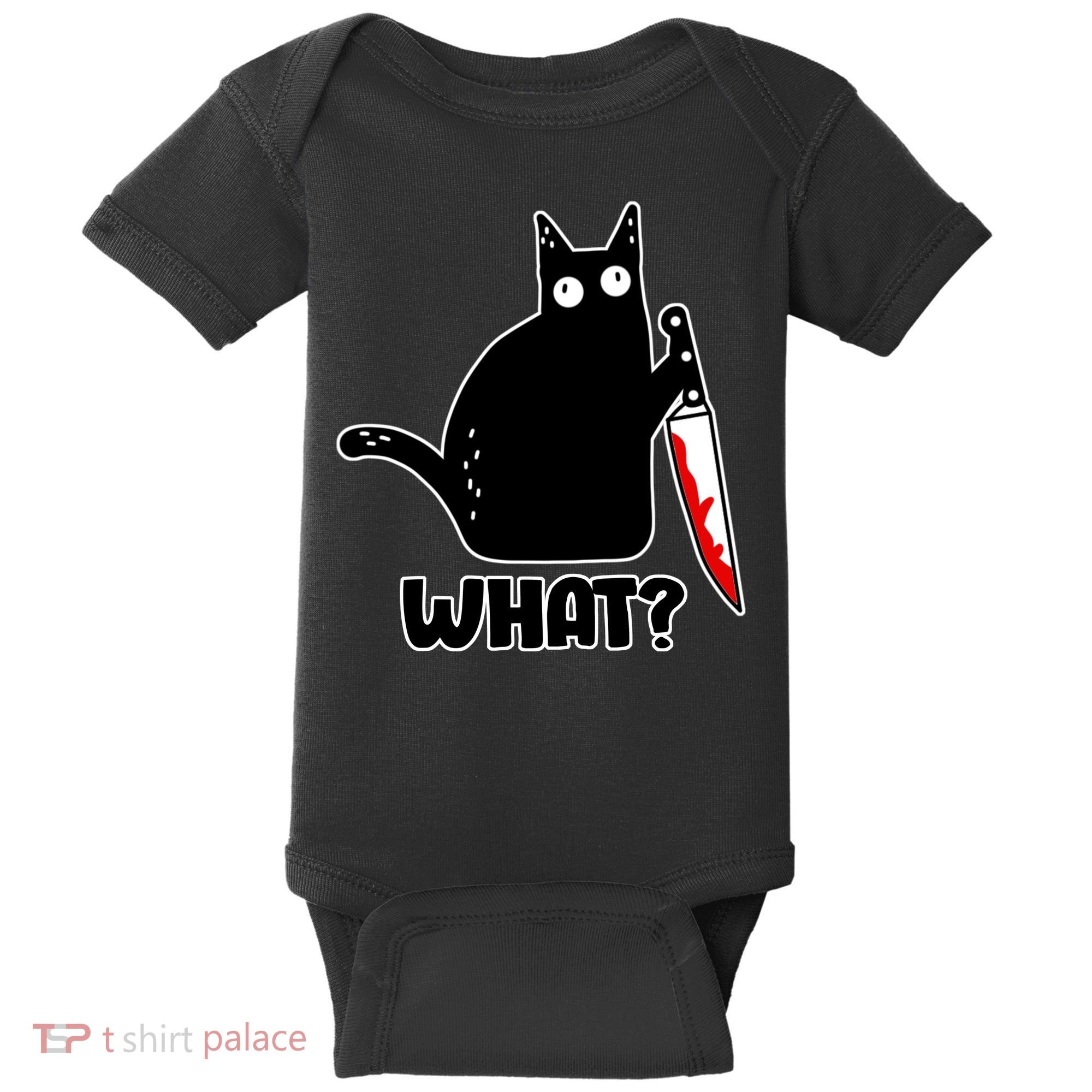 Halloween Cat what? Bloody Knife Baby Bodysuit