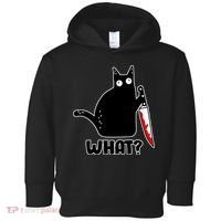 Halloween Cat what? Bloody Knife Toddler Hoodie thumb 0