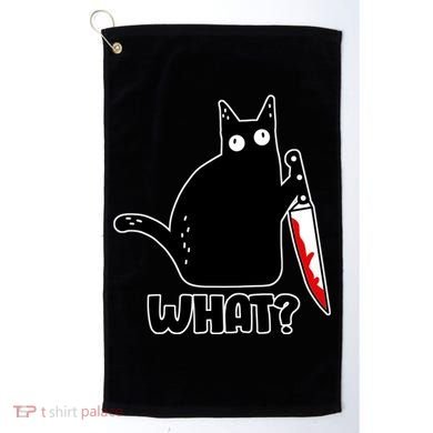 Halloween Cat what? Bloody Knife Golf Towel
