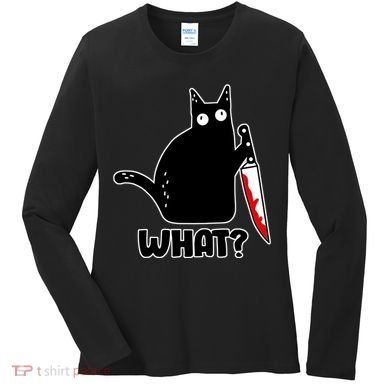 Halloween Cat what? Bloody Knife Women's Long Sleeve Shirt