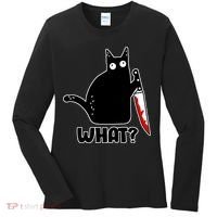 Halloween Cat what? Bloody Knife Women's Long Sleeve Shirt thumb 0