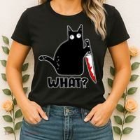 Halloween Cat what? Bloody Knife Women's T-Shirt thumb 2