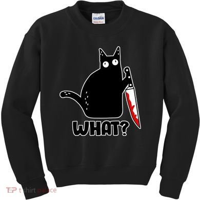 Halloween Cat what? Bloody Knife Kids Sweatshirt