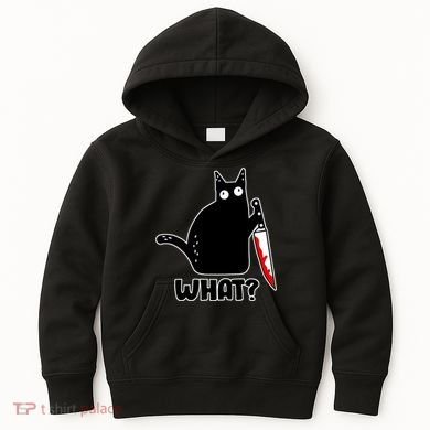 Halloween Cat what? Bloody Knife Kids Hoodie