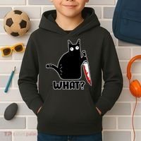 Halloween Cat what? Bloody Knife Kids Hoodie thumb 2