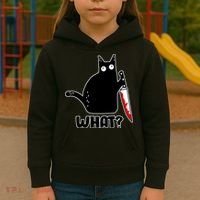 Halloween Cat what? Bloody Knife Kids Hoodie thumb 3