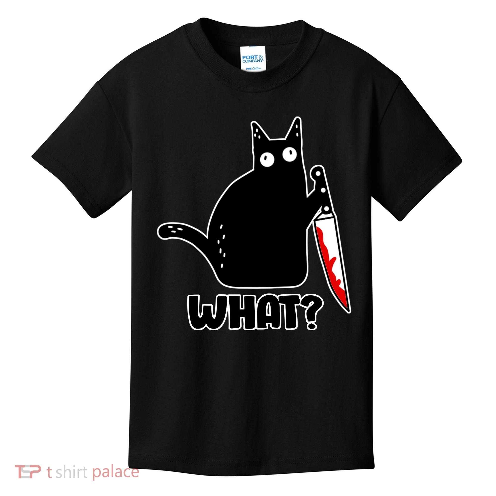 Halloween Cat what? Bloody Knife Kids T-Shirt